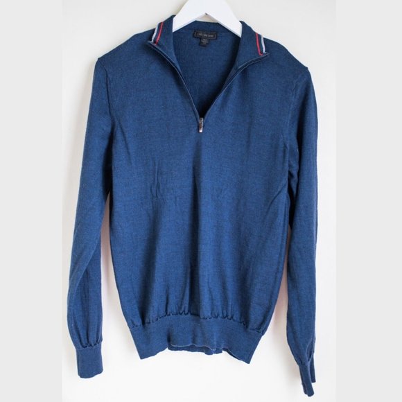 Saks Fifth Avenue Other - Saks Fifth Avenue Men's Blue Wool/Silk 1/4 Zip Sweater, US Size M Italy
